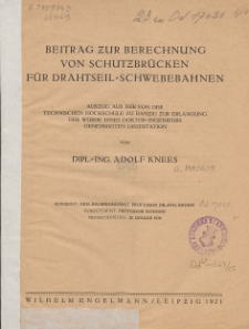 Beitrag zur Berechnung von Schutzbr&uuml;cken f&uuml;r Drahtseil-Schwebebahnen