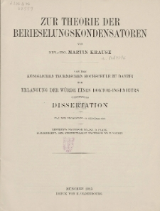 Zur Theorie der Berieselungskondensatoren