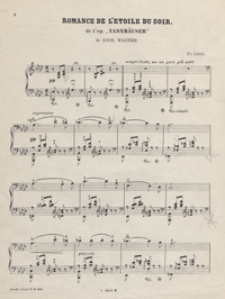 Romance de l'etoile du soir : As-dur : de l'opera "Tannh&auml;user" de Richard Wagner : pour piano