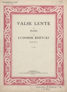 Valse lente : A-dur : op.52 No 3 : for piano