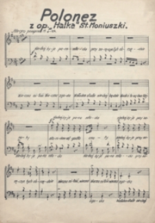 Halka : polonez z 1 aktu opery : na 4-głosowy chór męski. Partytura chóralna / [słowa W.Wolskiego]