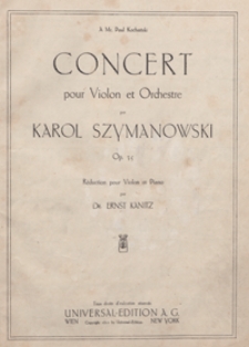 Concert : op.35 : pour violon et orchestre ; r&eacute;duction pour violon et piano / par Ernst Kanitz
