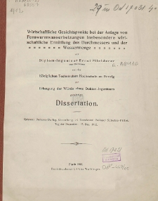 Wirtschaftliche Gesichtspunkte bei der Anlage von Fernwarmwasserheizungen insbesondere wirtschaftliche Ermittlung des Durchmessers und der Wassermenge