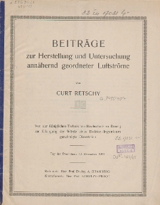 Beiträge zur Herstellung und Untersuchung annähernd geordneter Luftströme