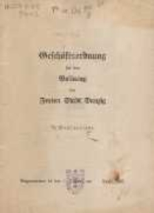 Geschäftsordnung für den Volkstag der Freien Stadt Danzig