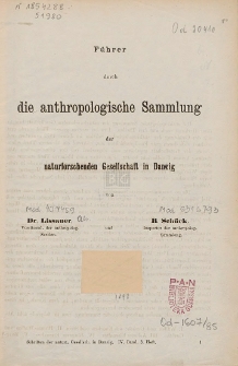 F&uuml;hrer durch die anthropologische Sammlung der naturforschenden Gesellschaft in Danzig