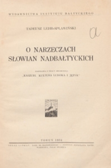 O narzeczach Słowian nadbałtyckich