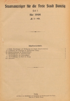 Staatsanzeiger für die Freie Stadt Danzig. Teil 1, 1926.01.13 nr 3