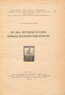 De ara victoriae in cura romana quomodo certatum sit