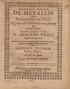 Disputatio Physica De Metallis