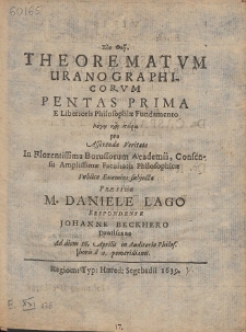Theorematvm Uranographicorvm Pentas. P. 1-4.
