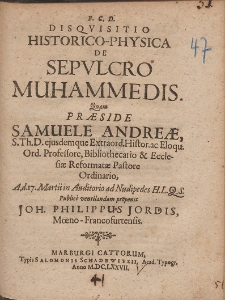 Disqvisitio Historico-Physica De Sepvlcro Muhammedis