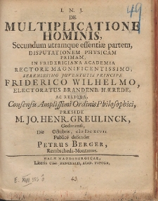 De Multiplicatione Hominis, Secundum utramque essentiæ partem