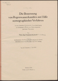 Die Bemessung von Regenwasserkanälen mit Hilfe nomographischer Verfahren