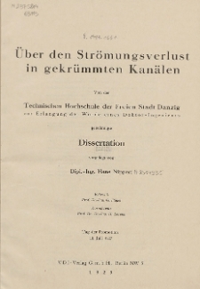 Über den Strömungsverlust in gekrümmten Kanälen