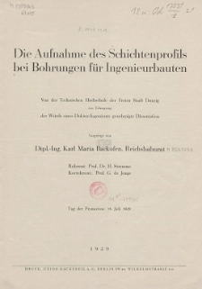 Die Aufnahme des Schichtenprofils bei Bohrungen f&uuml;r Ingenieurbauten