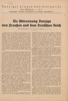 Die Abtrennung Danzigs von Preu&szlig;en und dem Deutschen Reich