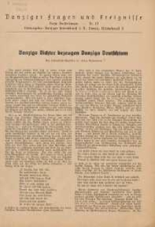 Danzigs Dichter bezeugen Danzigs Deutschtum