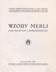 Wzory Mebli Zabytkowych i Nowoczesnych. 1927