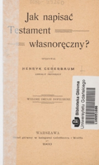 Jak napisać testament własnoręczny?