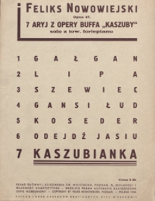 Kaszuby : aria z opery buffa : op.47 : nr 7 "Kaszubianka" : g-moll : [na sopran] solo z tow. fortepianu / [sł. lud. z Kaszub]