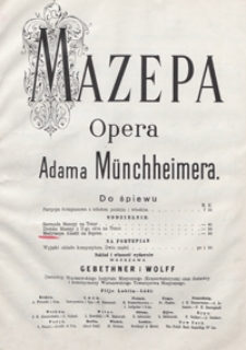 Mazepa : antrakt i medytacja Amelii z 3 aktu opery : f-moll : [na sopran z tow. fortepianu / [słowa wg J. Słowackiego]