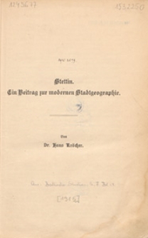 Stettin : ein Beitrag zur modernen Stadtgeographie