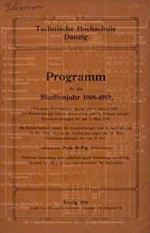 Programm : f&uuml;r das Studienjahr 1918-1919