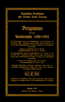 Programm : f&uuml;r das Studienjahr 1922-1923