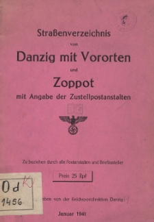 Straßenverzeichnis von Danzig mit Vororten und Zoppot mit Angabe der Zustellpostanstalten