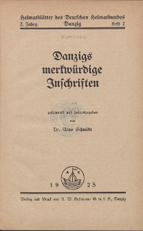 Danzigs merkwürdige Inschriften