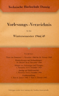 Vorlesungs-Verzeichnis : für das Wintersemester 1944/45