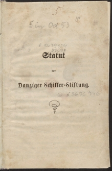 Statut der Danziger Schiller-Stiftung
