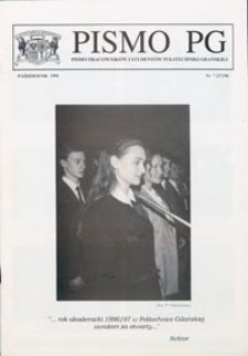Pismo PG : pismo pracowników i studentów Politechniki Gdańskiej, 1996, nr 7 (Październik)