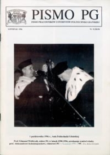 Pismo PG : pismo pracowników i studentów Politechniki Gdańskiej, 1996, nr 8 (Listopad)