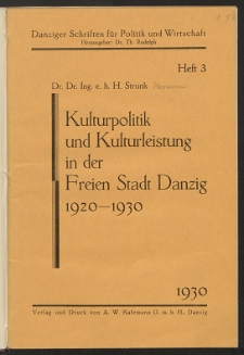 Siedlungsarbeit in der Freien Stadt Danzig 1920-1930, H. 3