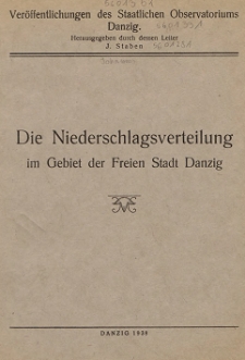 Die Niederschlagsverteilung im Gebiet der Freien Stadt Danzig