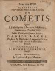 Disputatio Physico-Mathematica De Cometis
