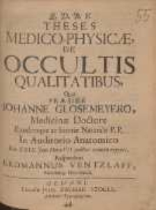 Theses Medico-Physicæ De Occultis Qualitatibus