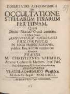 Dissertatio Astronomica De Occultatione Stellarum Fixarum Per Lunam