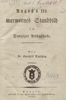 August's III. marmornes Standbild im Danziger Arthushofe