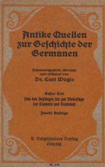 Antike Quellen zur Geschichte der Germanen. T. 2, Von den Anf&auml;gen bis zur Niederlage der Timbern und Teutonen