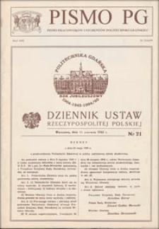 Pismo PG : pismo pracowników i studentów Politechniki Gdańskiej, 1995, nr 5 (Maj)