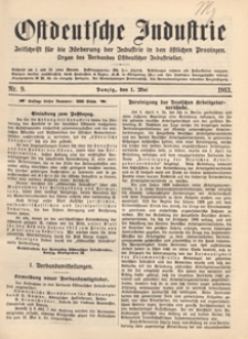 Ostdeutsche Industrie : Organ des Verbandes Ostdeutscher Industrieller, 1913.01.01 nr 1