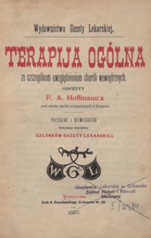 Terapija og&oacute;lna ze szczeg&oacute;lnem uwzględnieniem chor&oacute;b wewnętrznych : odczyty