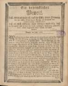 Ein bedencklicher Beweis, da&szlig;, wenn es wahr ist, da&szlig; die L&ouml;bl. dritte Ordnung von der ersten Ordnung zu Danzig ein Geschenk von 6 Leichenwagen erhalten hat [...].