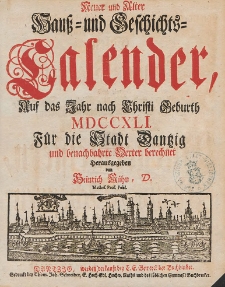 Neuer und Alter Hauß- und Geschichts-Calender, Auf das Jahr nach Christi Geburth [...] 1741