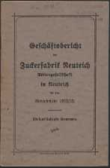 Gesch&auml;ftsbericht der Zuckerfabrik Neuteich Aktiengesellschaft in Neuteich : f&uuml;r das Betriebsjahr 1932/33.