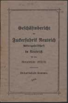 Geschäftsbericht der Zuckerfabrik Neuteich Aktiengesellschaft in Neuteich : für das Betriebsjahr 1932/33.