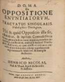 De Oppositione Envntiatorvm, Tractatus Singularis. Philosophico - Theologicus [...] /